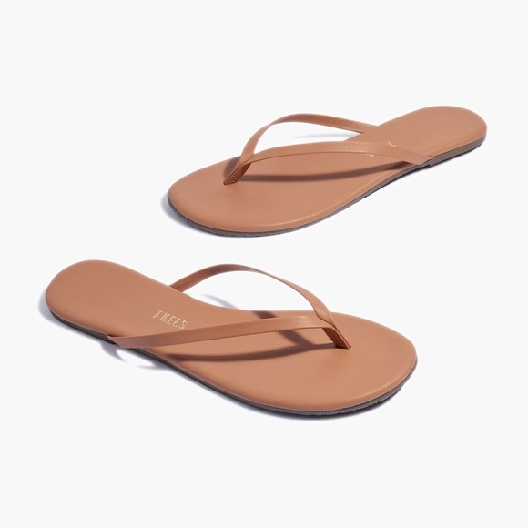 TKEES Shoes - Tkees Lily Nudes Flip Flop Sandal Leather Praline Sunbliss Tan Brown US 7 EUR 38